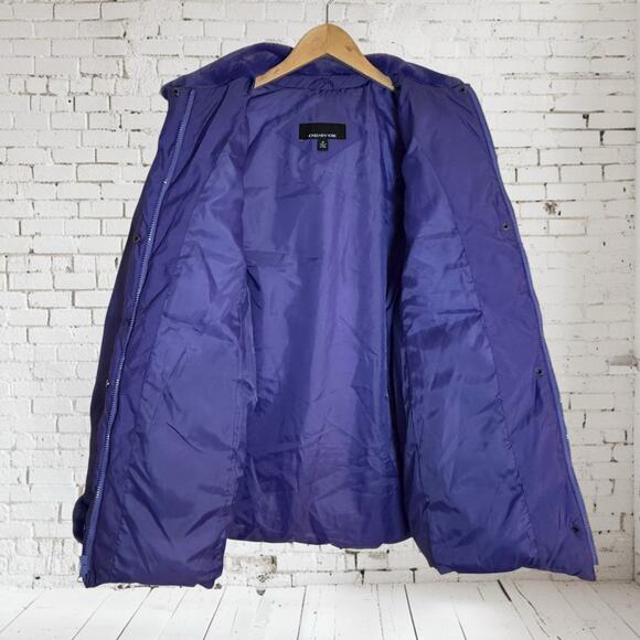 Jones New York Down Puffer Coat Jacket Sz M Womens Lavender Gray Faux Fur Collar - Picture 7 of 10